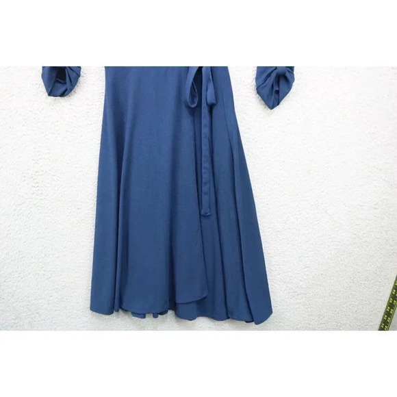 Modcloth Navy Blue Midi Wrap Dress-Size Small-Roll Tabbed 3/4 Sleeves - Picture 5 of 11